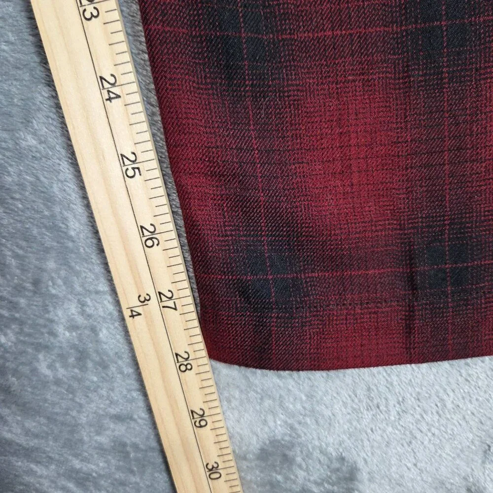 Stussy Pants Mens Small Red Black Shadow Bryan Plaid Wool Blend Skater Surf - Picture 12 of 12